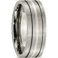 thumbnail image 4 of Titanium/Silver Two-Tone Titanium Brushed With Sterling Silver Inlay 8mm Grooved Band (Size 12) Made In China tb372-12, 4 of 5