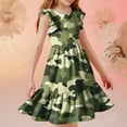 thumbnail image 6 of Nmnitkp Dresses for Girls Cute Summer Casual Floral Print Ruffle Short Sleeve Tiered Pleated Kids A-Line T-Shirt Dress Camouflage,7 Years, 6 of 8