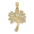 thumbnail image 3 of 14K Yellow Gold White Rhodium Solid Polished Diamond Cut Finish Tree Design Charm Pendant, 3 of 4