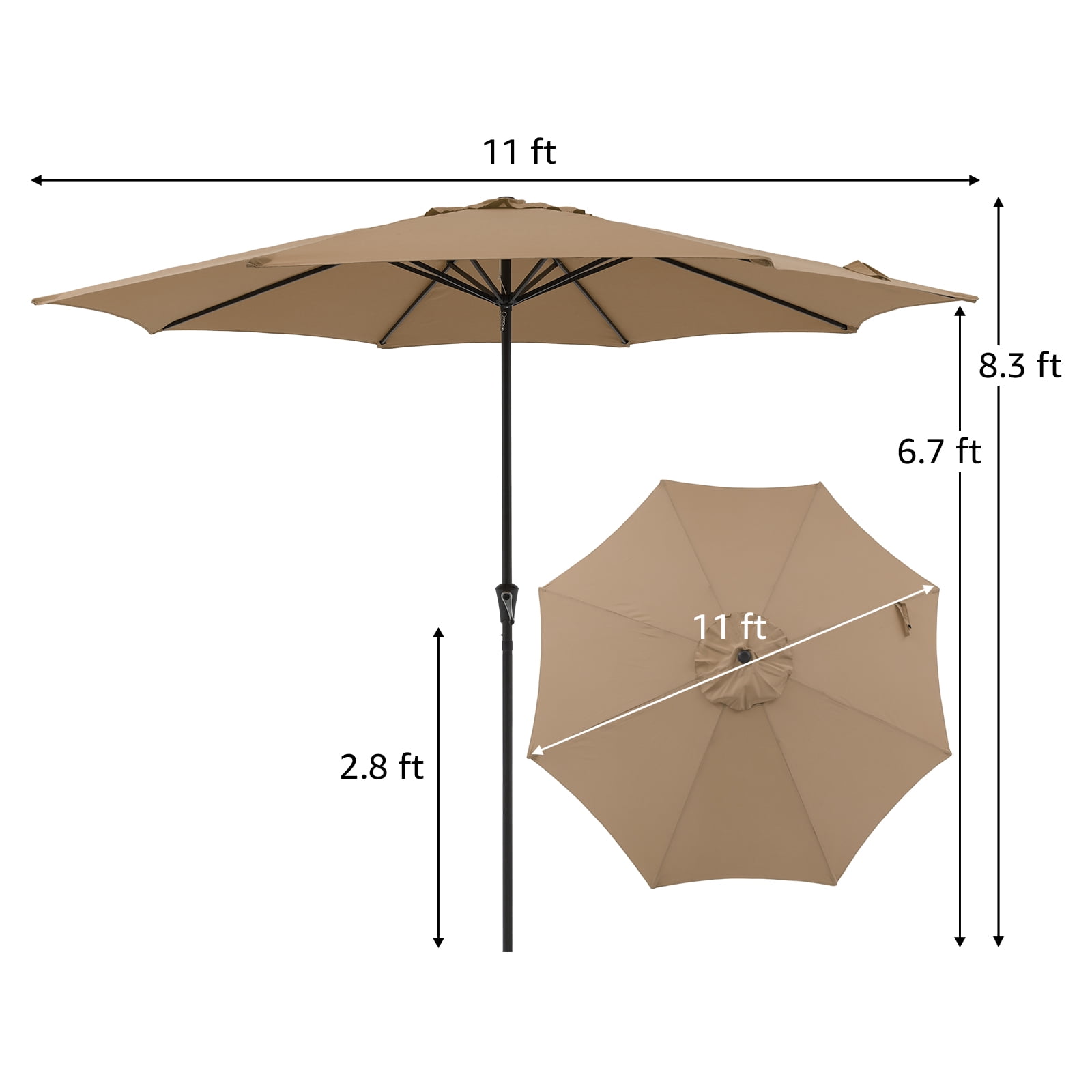 COBANA 11ft Patio Umbrella with Base Included, Large Outdoor Market Umbrella with Stand for Garden, Deck, Backyard, Porch, Beige