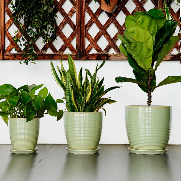 Ordivic 12" Green Ceramic Extra Large Planter photo 3