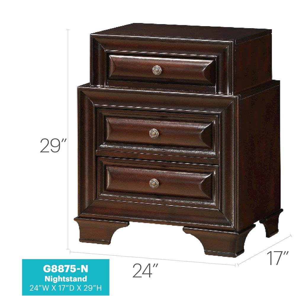 Glory Furniture LaVita Nightstand in Cappuccino Color