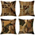 thumbnail image 3 of Sepia-funda de almohada de lino con estampado geométrico, cubierta de cojín para sofá, decoración del hogar, se puede personalizar para usted, 40x40, 50x50, 60x60, 3 of 4
