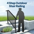 thumbnail image 5 of 4 Step Galvanized Steel Hand Rails for Outdoor Steps – Curved Ends and Safety Balusters Exterior Railing for Porch, Deck, or Indoor Stairs, Complete Installation Kit, 5 of 13