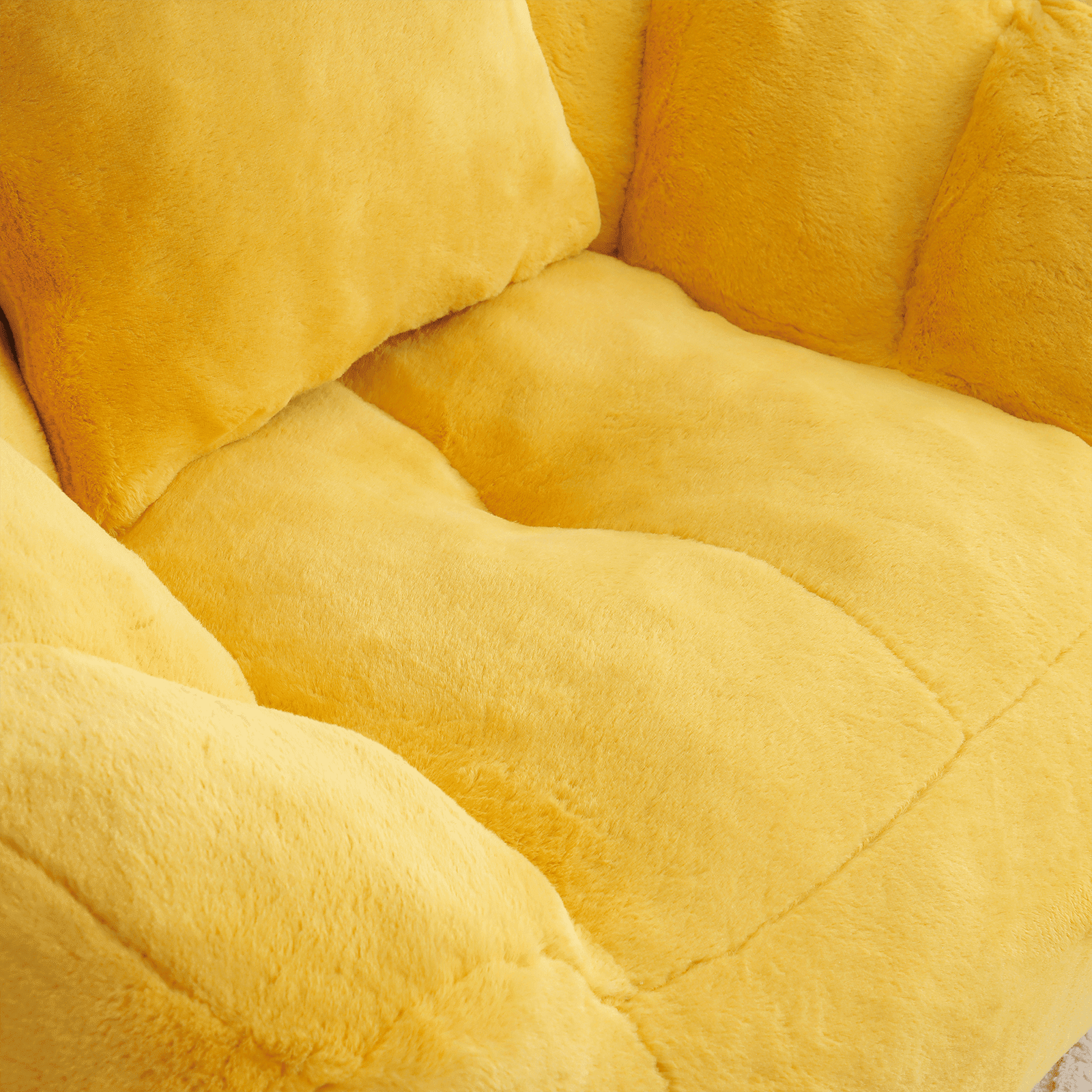 Lovableguy Oversized Bean Bag Chair for Adults and Kids,Shell-Shaped Fluffy Faux Fur Lazy Floor Sofa with Foot Stool for Living Room,Dorm,Yellow