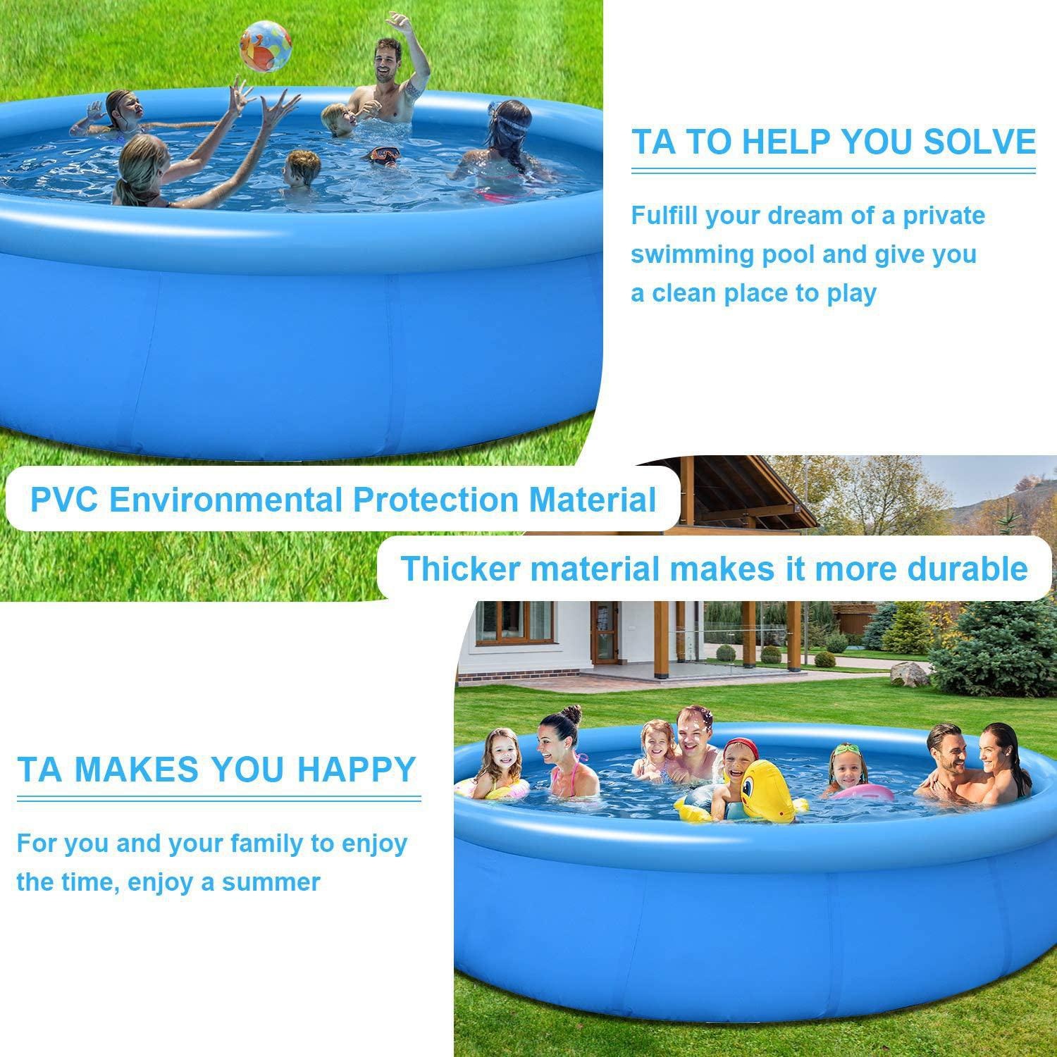 Inflatable Swimming Pool for Kids & Adults - 10 Ft x 30 In Large Inflatable Pool with Air Pump Suitable for Backyard Garden Patio Summer Water Play Party Outdoor
