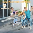 thumbnail image 5 of Costway Folding Picnic Table with 2 Benches All Weather Wood-like Tabletop Umbrella Hole Grey, 5 of 11