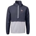 thumbnail image 2 of Men's Cutter & Buck  Navy/Gray Los Angeles Dodgers Americana Logo Charter Eco Knit Recycled Anorak Half-Zip Jacket, 2 of 3