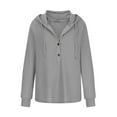 thumbnail image 2 of Timegard Hoodies for Women Button Sweatshirts Long Sleeve Pullover Fall Winter Loose Tops Solid Color, 2 of 4
