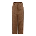thumbnail image 6 of Women Corduroy Pants Casual Fall Pants Waisted Straight Leg Pants for Women Stretchy Work Trousers with Pockets Brown L, 6 of 7