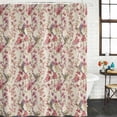 thumbnail image 2 of Pink Beige Flowers Shower Curtain, Waterproof Shower Curtains for Bathroom, Spring Floral Elegant Pastoral Rustic Washable Fabric Bathtub Curtain Set Bath Decor with 12 Hooks 72"x78", 2 of 8