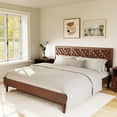 thumbnail image 4 of Wooden Platform Bed Frame with Headboard, 12 Strong Wood Slat Support, No Box Spring Needed, 800lbs Capacity, Easy Assembly, Walnut Brown, 4 of 8