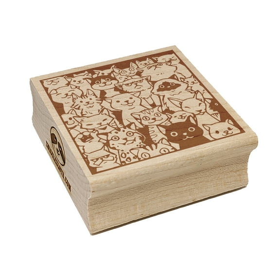 Too Many Cats in a Box Square Rubber Stamp Stamping Scrapbooking Crafting - Small 1.25in