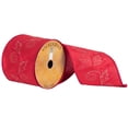 thumbnail image 1 of Vickerman Q172198 4 in. x 10 Yard Red Embroidery Swirl Berry Wired Ribbon, 1 of 3