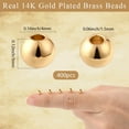 thumbnail image 2 of 1 caja de 400 cuentas espaciadoras de 4 mm chapadas en oro real de 14 quilates con agujeros, espaciadores lisos y redondos sin costuras, abalorios de metal, cuentas sueltas de latón., 2 of 9