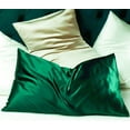thumbnail image 2 of Green Silk Pillowcase for Hair and Skin Made in USA, 22 Momme Mulberry Silk Pillow Cases Standard Size with Zipper, 6A Grade Organic Silk, Anti Wrinkle, Anti Acne, 1 Pcs 20"x26", 2 of 6