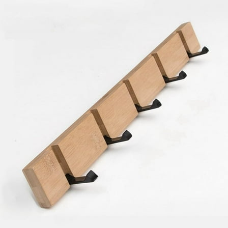 ABCISI Wooden Folding Coat Hooks, Coat Rack Wall Mount, Foldable Wall Hooks, Retractable Wall Hook with 5 Hooks, Coat Hanger entryway for Handbags, Coat, Hats, Key