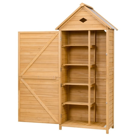 Gymax Wooden Outdoor Garden Storage Shed Storage Hutch 