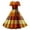 Orange, variant on qelini Gothic Dresses for Women Hollween Retro Print Patchwork Round Neck Short Sleeved Dress Bowknot Fashion Evening Party Vintage Long Dress Orange L