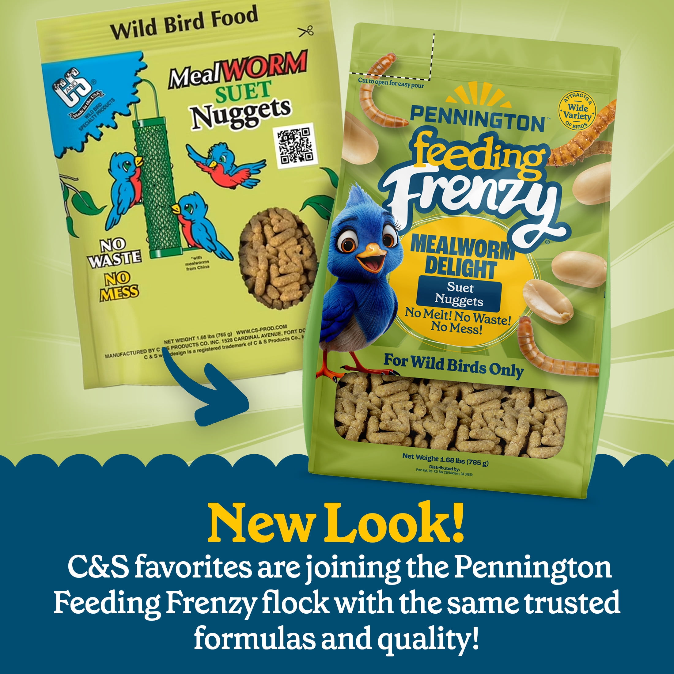 Pennington Feeding Frenzy Mealworm Suet Nuggets, 27 oz, Wild Bird Food, Fresh, 1 Pack
