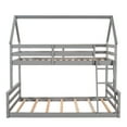 thumbnail image 6 of DreamBuck Twin over Full Bunk Bed with Ladder and Roof, Wood House-shaped Bunk Bed with Safety Guardrails and Wooden Slats Support, Multi-Functional for Teens, Adults, No Box Spring Needed, 6 of 13