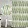 thumbnail image 4 of Shower Curtain Bathroom Set Retro Gradient Green Geometric Waterproof Fabric Shower Curtains with Grommets&Hooks, Southwest Ethnic Group Privacy Bath Curtain for Bathtub 36x72in, 4 of 9
