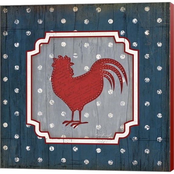 Red White and Blue Rooster X by Jennifer Pugh, Canvas Wall Art