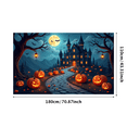 thumbnail image 6 of Spooky Night Halloween Banner Haunted House Design Pumpkin Lanterns Decorative Jack O Lantern Pathway for Halloween Party Holiday Indoor Outdoor, 6 of 9