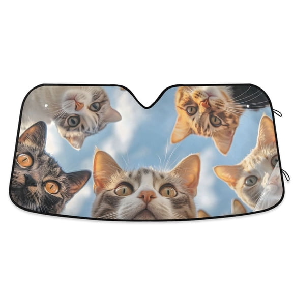 ALAZA Funny Cats Watching Pattern Car Windshield Sun Shade Foldable UV Ray Sunshade Visor Protector 55 x 27.6in