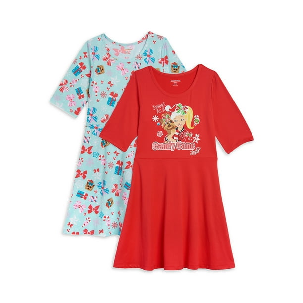 JoJo Siwa Jojo Siwa Girls Holiday 3/4 Sleeve Play Dress, 2Pack