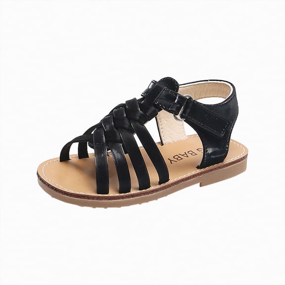 Hessimy Toddler Boys Girls Double Buckle Sandals Children's Adjustable Back Strap Water Sandal,Soft Sole Anti-Slip(Black,8)