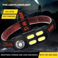 thumbnail image 2 of Kuymtek USB recargable COB LED faro impermeable 4 engranajes inducción advertencia cabeza antorcha, 2 of 9