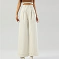 thumbnail image 2 of MIXUE Jeans For Women Solid Color Lazy Casual Rolled Wide Leg Pants Spring Loose Straight Pants 2025 Trousers Daily-Wear,Beige,M, 2 of 4