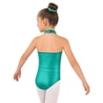 thumbnail image 2 of YiZYiF Kids Girls Sleeveless Sequins Bodysuit with Metallic Hairband Ballet Dance Leotard Performance Outfit Blue Green 14, 2 of 6