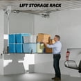 thumbnail image 2 of YOHKOH 4x4 Ft Overhead Garage Storage Lift, Heavy Duty Manual Ceiling Rack with Hand Crank & Pulley System, 400 Lbs Capacity Adjustable Storage Shelf for Garage Organization, 2 of 8