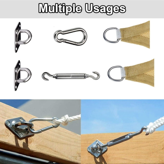 Kit de fijación de vela de sombra, 44 piezas, kit de montaje de acero inoxidable, fijaciones de sombra de vela, kit de accesorios de fijación de hardware para toldos cuadrados rectangulares y triangulares (M5) ZefeiWu 8390615099356