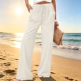 thumbnail image 2 of Women's 2026 Summer Lightweight Cotton Linen Wide Leg Trousers Elegant Casual Pants with Pockets by Yigetop Beige L, 2 of 7