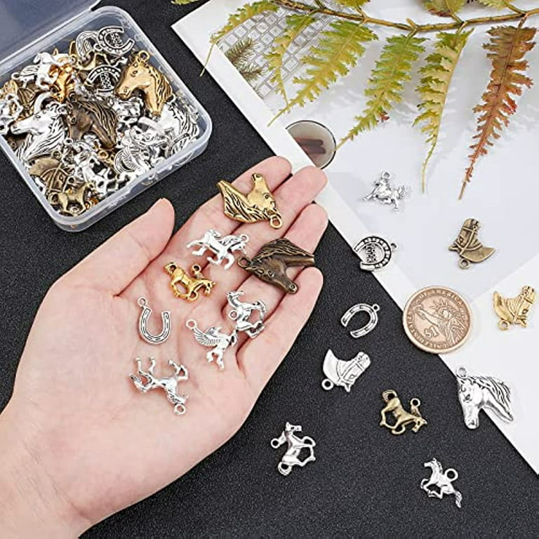 100pcs Silver Charms for Jewelry Making Wholesale Bulk Tibetan Silver Charm Pendants for DIY Necklace Bracelet Earring Craft Supplies, Adult Unisex