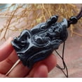 thumbnail image 4 of Certified Hand Carved Black Natural Myanmar Burma Grade A Jade jadeite Ji Kung Buddha God Pendant Necklace, 4 of 7