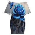 thumbnail image 6 of Blue Butterfly Romantic Rose Women's Off The Shoulder Ruffles Summer Wedding Guest Loose Casual Party Beach Dress, 6 of 9
