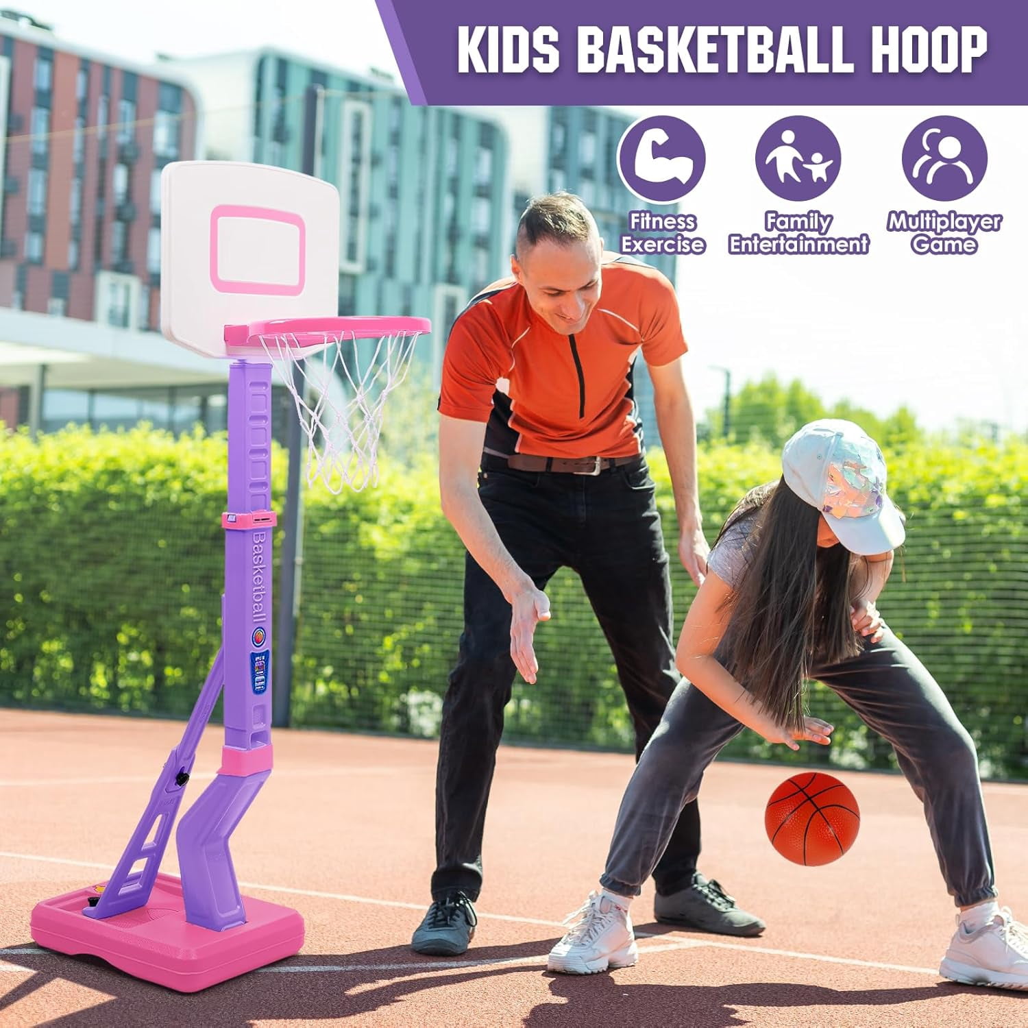 Toddler Basketball Hoop - Height Adjustable Kids Basketball Hoops for Indoor & Outdoor Play - Portable Mini Basketball Goal for Poolside- Game Sport Toys for Boys & Girls Age 1 2 3 4 5