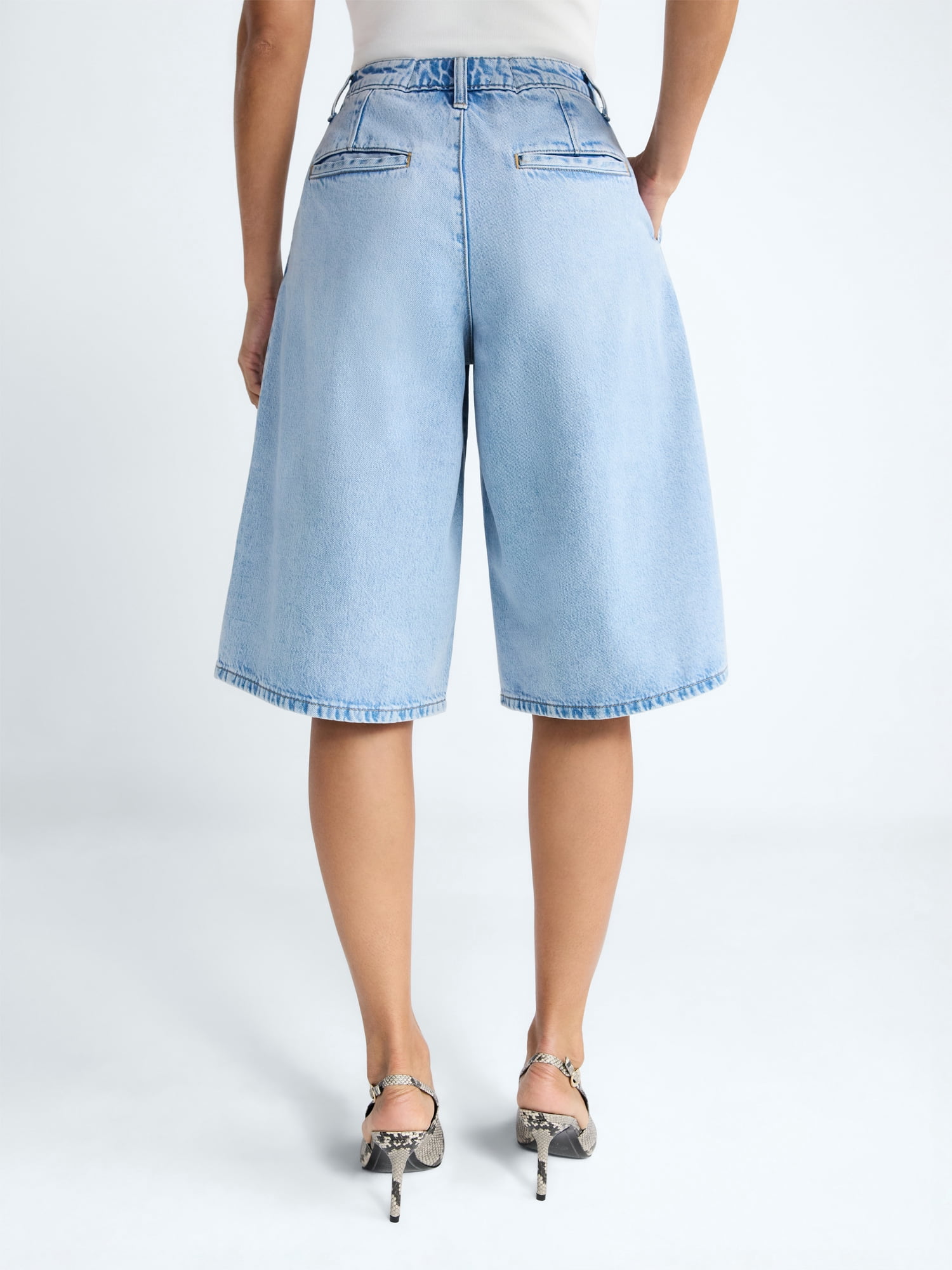 Devil Wears Prada Scoop Collection Women's and Women's Plus Denim Pleated Culottes, Sizes 0-26W