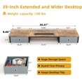 thumbnail image 3 of Dual Monitor Stand Riser with Drawers Extra Long Wood Desk Organizer Desktop Riser for Laptop Printer Computer TV Perfect for Home Office, 3 of 8