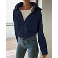 thumbnail image 4 of BTFBM Womens Sweaters Quarter Zip Pullover V Neck Collar Long Sleeve Ribbed Knit Loose Casual Winter Fall Sweater, 4 of 8