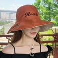 thumbnail image 4 of Wide Brim  Dome Drawstring Fisherman Hat Women Letter Tree Print Double Sides Sun Hat, 4 of 10
