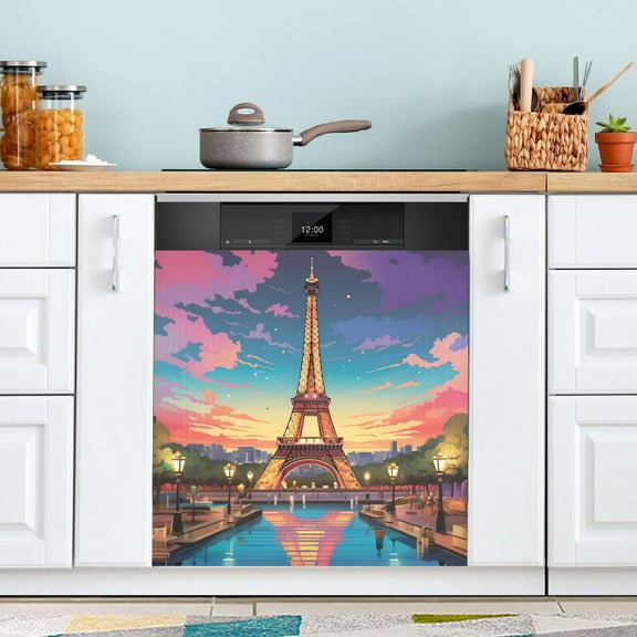 Tower and River Dishwasher Magnet Cover Magnetic Fridge Door Cover Home Kitchen Decor 23"x 26"