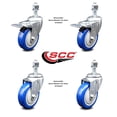 thumbnail image 2 of 4 Inch SS Blue Poly Swivel 12mm Threaded Stem Caster Set 2 Total Lock Brake, 2 of 2