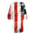 thumbnail image 5 of Summer Savings Clearance! Edvintorg 4Th Of July Plus Size Summer Dresses Fashion Independence Day Print Casual V-Neck 3/4 Sleeve Fold Mini Dress Festival Outfits, 5 of 5