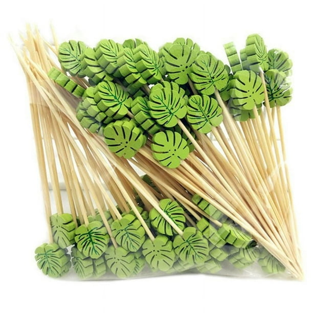 100 Palillos de Bambú Desechables para Comida, Cócteles, Frutas, Palillos de Dientes Hechos A Mano, Suministros para Pícnic, Decoración A