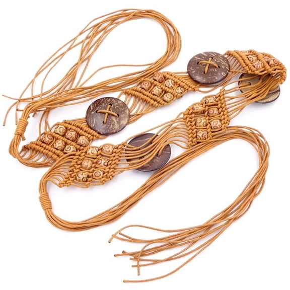Wax Rope Hand Woven Women's Belt Brown One Size